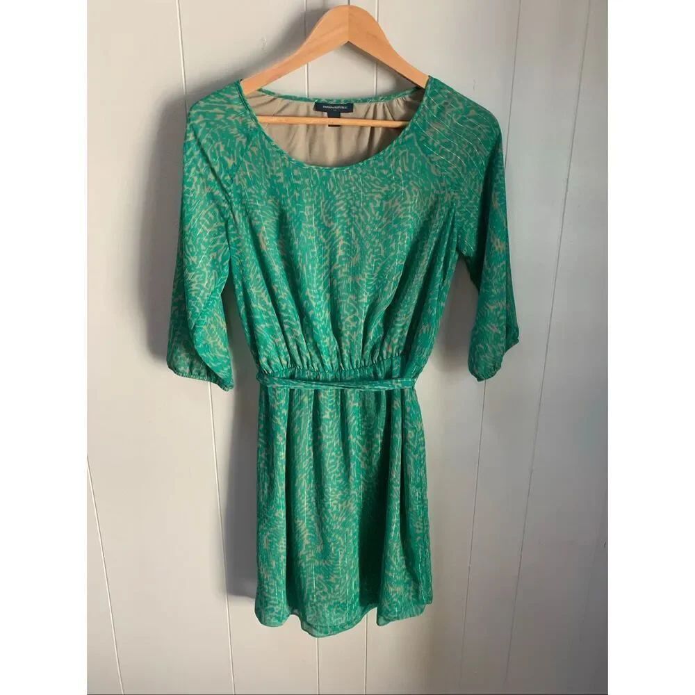 Banana Republic green and beige patterned dress Size 2